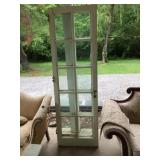 2 PAINTED WHITE 10 LIGHT DOORS, WITH GLASS KNOBS