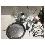 ICE BUCKET WITH PYREX GLASS INSERT, MARBLE