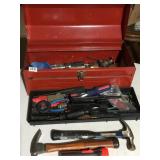 RED TOOLBOX WITH ASSORTED TOOLS
