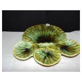 CALIF. GLAZED POTTERY SHELL SHAPE DISH