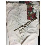 2 EMBROIDERED EYELET TABLECLOTHS, LONG RECTANGLE