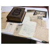 ANTIQUE BIBLE WITH ASSORTED CORRESPONDENCE,