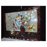 WATERCOLOR FLOWERS IN VASE - WOOD FRAME 30" X 38"