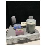 DVD/VHS PLAY GO VIDEO & DISCS. 2 SPEAKERS