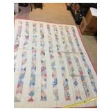 74X89 HAND STITCHED PATCHWORK STRIPE DESIGN,