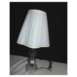 2 COLOR GLASS LAMP W/ SHADE 21" H