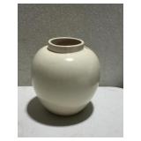 CREAM COLORED WELLER VASE, 7", SMALL CRACK AT