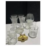 ETCHED GLASSES, BRANDY GLASS, STAR TOP