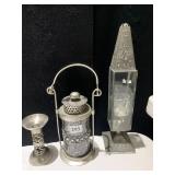 LANTERN AND CANDLE HOLDER, METAL SINGLE CANDLE