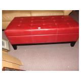 LIFT TOP STORAGE RED TUFTED TOP HAS FEW MARKS ON