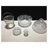 CUT GLASS DOMED SNACK PLATE, SERVING BOWL,