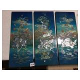 SET OF 3 ASIAN THEME INLAY WALL ART, 19X8 EACH