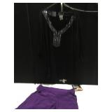 NEW SZ 2X BLACK SLINKY SHIRT, IMAN PURPLE PANTS