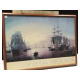 FINE ARTS BOSTON FRAMED POSTER OF SHIPS, 27X36