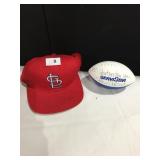 ROCKY BLEIER AUTOGRAPHED HAT AND FOAM FOOTBALL