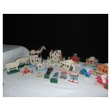 JAPAN CHRISTMAS HOUSES WOOD FIGURES ETC.