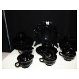 BLACK AMETHYST 9 PLATES, 8 CUPS/SAUCERS,