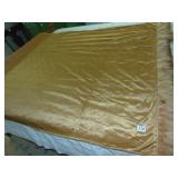 GOLD VELVET WRAP TRIMMED IN BIRD FEATHERS