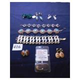SIX PAIR OF EARRINGS, THREE BRACELETS