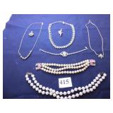 RHINESTONE NECKLACES, RHINESTONE BRACELET, TRIPLE