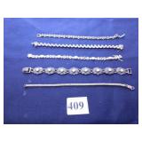 FIVE BRACELETS SILVER TONE TWO 925 SILVER TWO