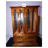 WOOD JEWELRY BOX TWO DOORS TWO DRAWERS 16.5"X 10"