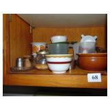 ASSORTED MEASURING CUPS, FUNNELS, BOWLS, ARABIA