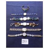 SOUTHWEST DESIGN BRACELET, FIVE WRIST WATCHES
