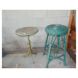 WICKER STOOL/PLANT STAND 30 H, WOODEN STAND 27" H