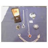 SILVER TONE PENDANT NECKLACES, BRACELET, WATCH