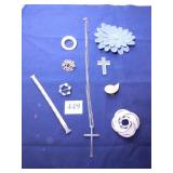 BIG BLUE FLOWER FABRIC PIN, PENDANT NECKLACE WITH