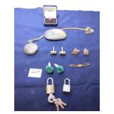 MAXFIELD PARRISH BELT BUCKLE, SWANK TIE PIN,