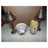 2 BRASS TEA LIGHT CANDLE HOLDERS WITH PIERCED