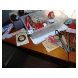 SEWING NOTIONS, PIN CUSHIONS, SCISSORS, BOBBINS,