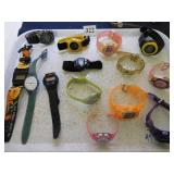 GROUP OF FOURTEEN WRISTWATCHES SILICON BANDS