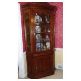 LIGHTED CORNER CHINA CABINET, ONE PIECE, CONTENTS
