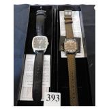 TWO JOAN RIVERS WRISTWATCHES WITH LEATHER BANDS