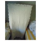 4 QUILTED OFF WHITE DRAPE PANELS WITH 2 MATCHING