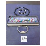 BLACK BEADED NECKLACE AND BRACELET, COVINGTON