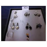 SEVEN MATCHED PAIRS OF EARRINGS MARCASITE AND