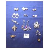 SEVEN PAIRS OF MATCHED EARRINGS AND SIX PINS