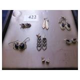 SEVEN MATCHED PAIRS OF EARRINGS MARCASITE AND