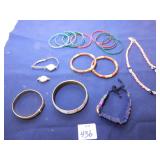 ASSORTMENT OF BRACELETS, BEADED NECKLACE, VINTAGE