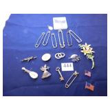 GROUP OF ASSORTED PINS ANGEL, DRAGONFLY, FLAGS,