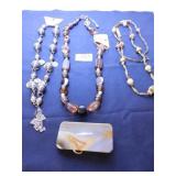 TWO BERMUDA TRADER LARGE BEADED NECKLACES, BEADED