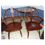 SET OF MATCHING WOOD ARM CHAIRS