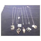 GROUP OF PENDANT NECKLACES HORSE, MOON, ANGEL,