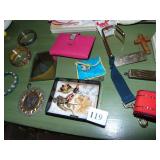 COSTUME JEWELRY PINS, MERCURY THERMOMETER,