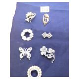 GROUP OF SEVEN PINS BROOCHES SILVER TONE CIRCLE,