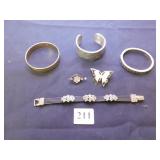 SALISBURY PEWTER CUFF BRACELET,  TWO SILVER TONE